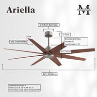 64-Inch Ariella 8-Blade Ceiling Fan Without Light Kit