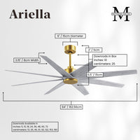 64-Inch Ariella 8-Blade Ceiling Fan Without Light Kit