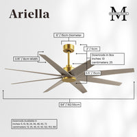 64-Inch Ariella 8-Blade Ceiling Fan Without Light Kit