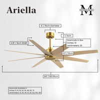 64-Inch Ariella 8-Blade Ceiling Fan Without Light Kit