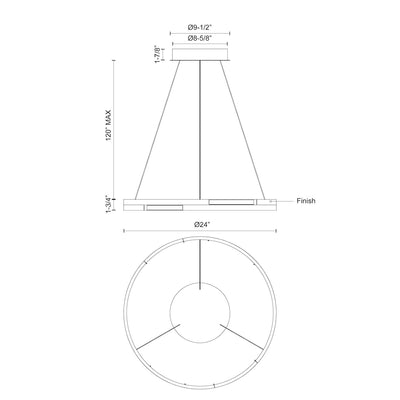 Anello Minor 24-in Aluminum Pendant
