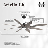 64-inch Ariella 8-Blade Ceiling Fan with LED Light