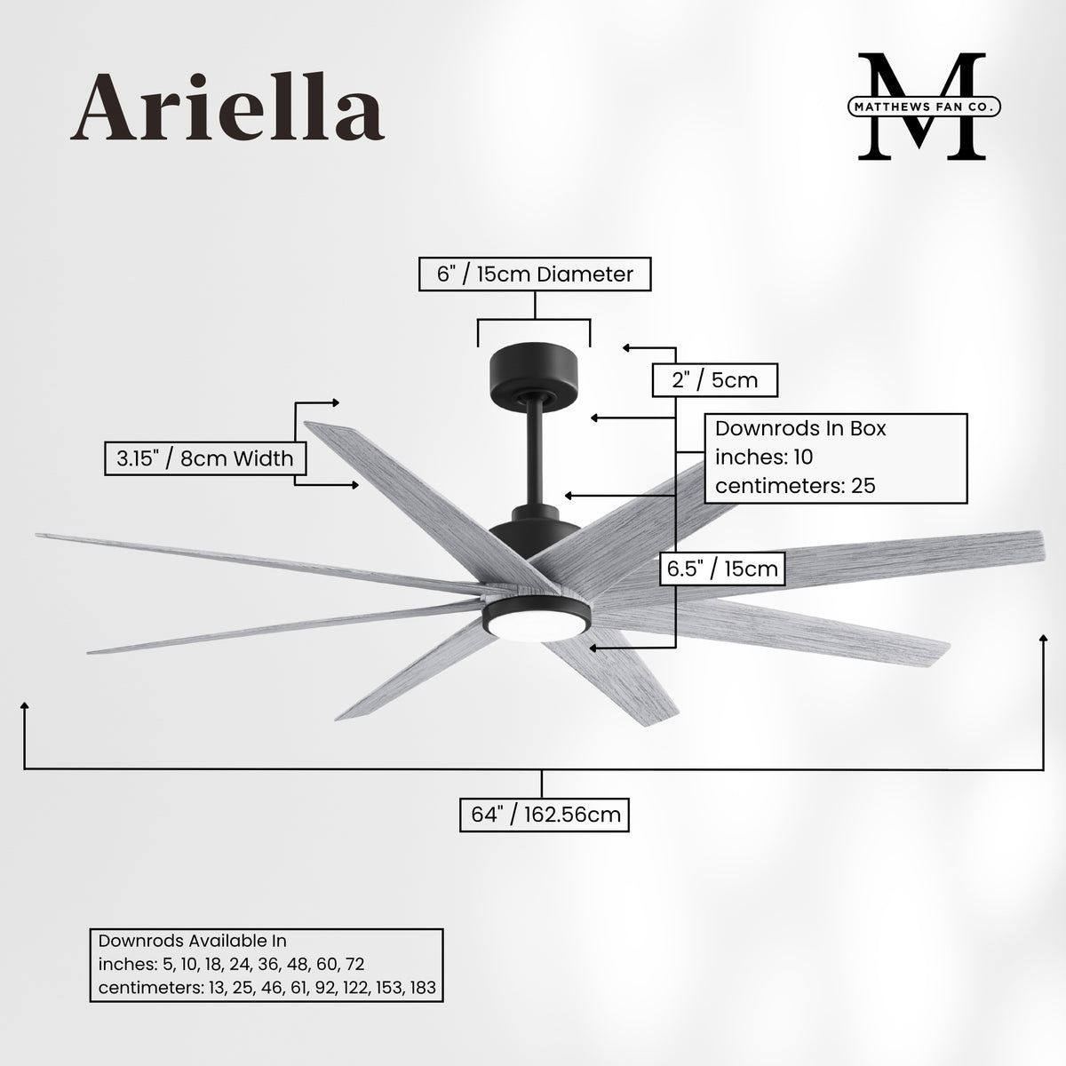64-inch Ariella 8-Blade Ceiling Fan with LED Light