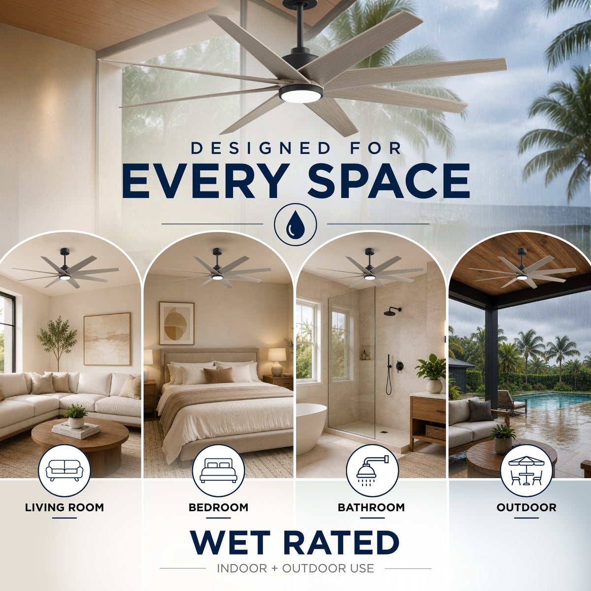 64-inch Ariella 8-Blade Ceiling Fan with LED Light