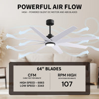 64-inch Ariella 8-Blade Ceiling Fan with LED Light