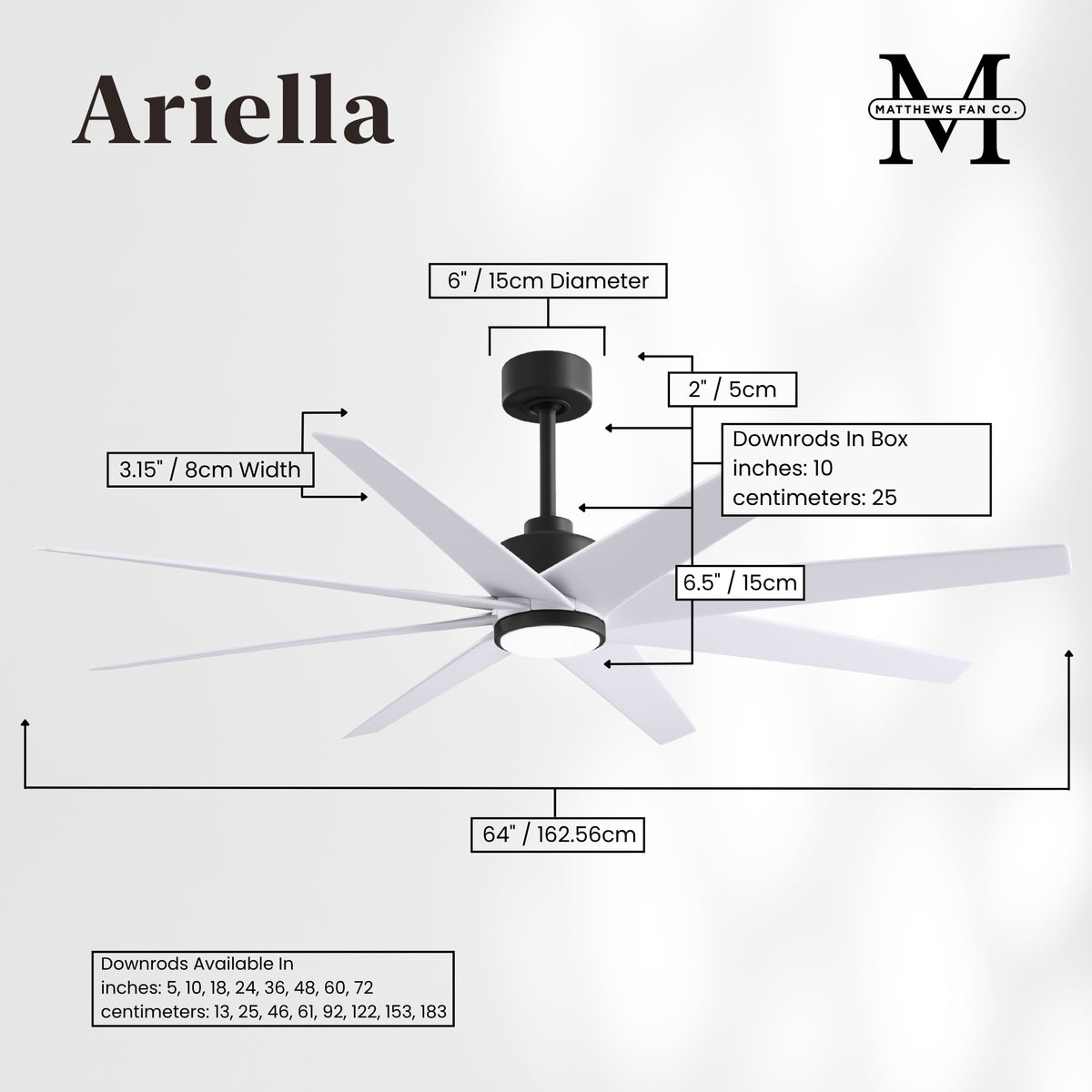 64-inch Ariella 8-Blade Ceiling Fan with LED Light