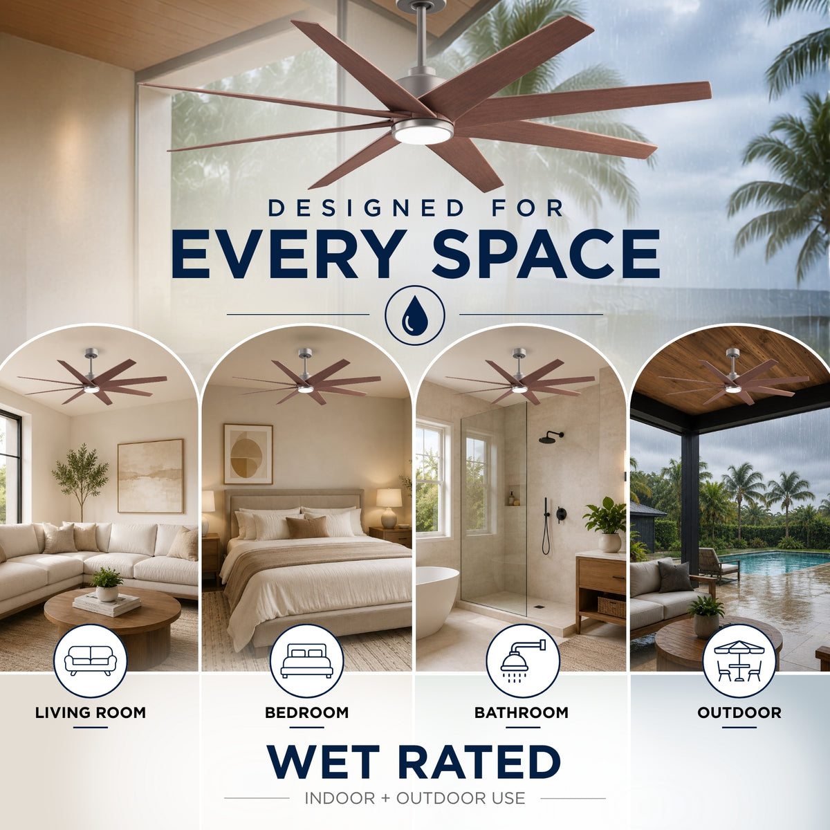 64-inch Ariella 8-Blade Ceiling Fan with LED Light