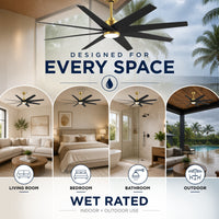 64-inch Ariella 8-Blade Ceiling Fan with LED Light