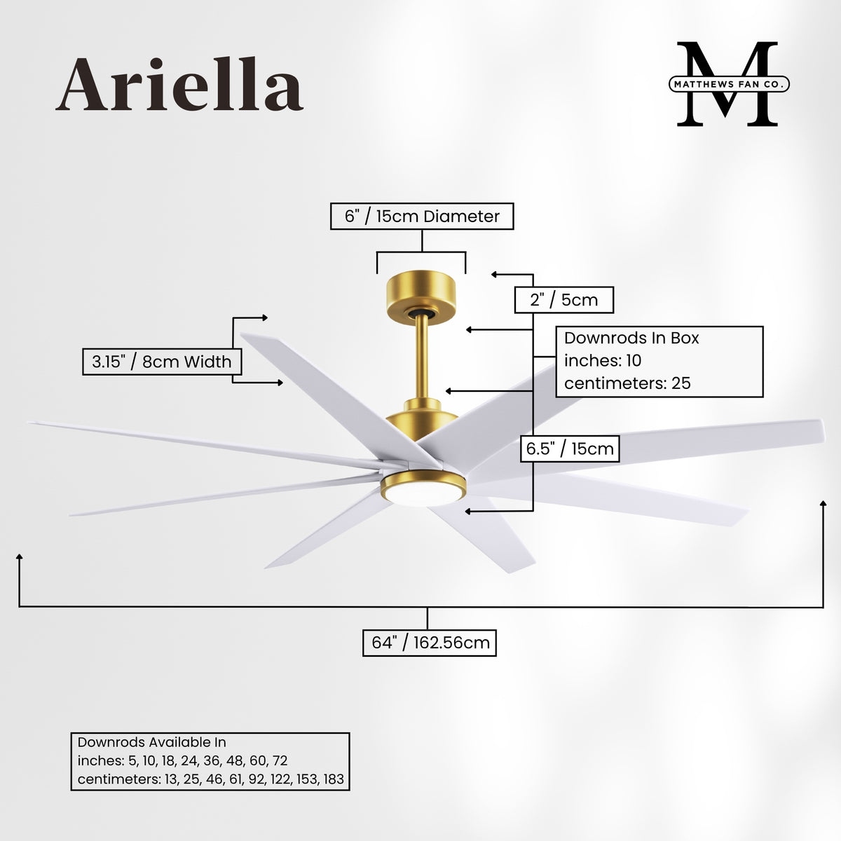 64-inch Ariella 8-Blade Ceiling Fan with LED Light