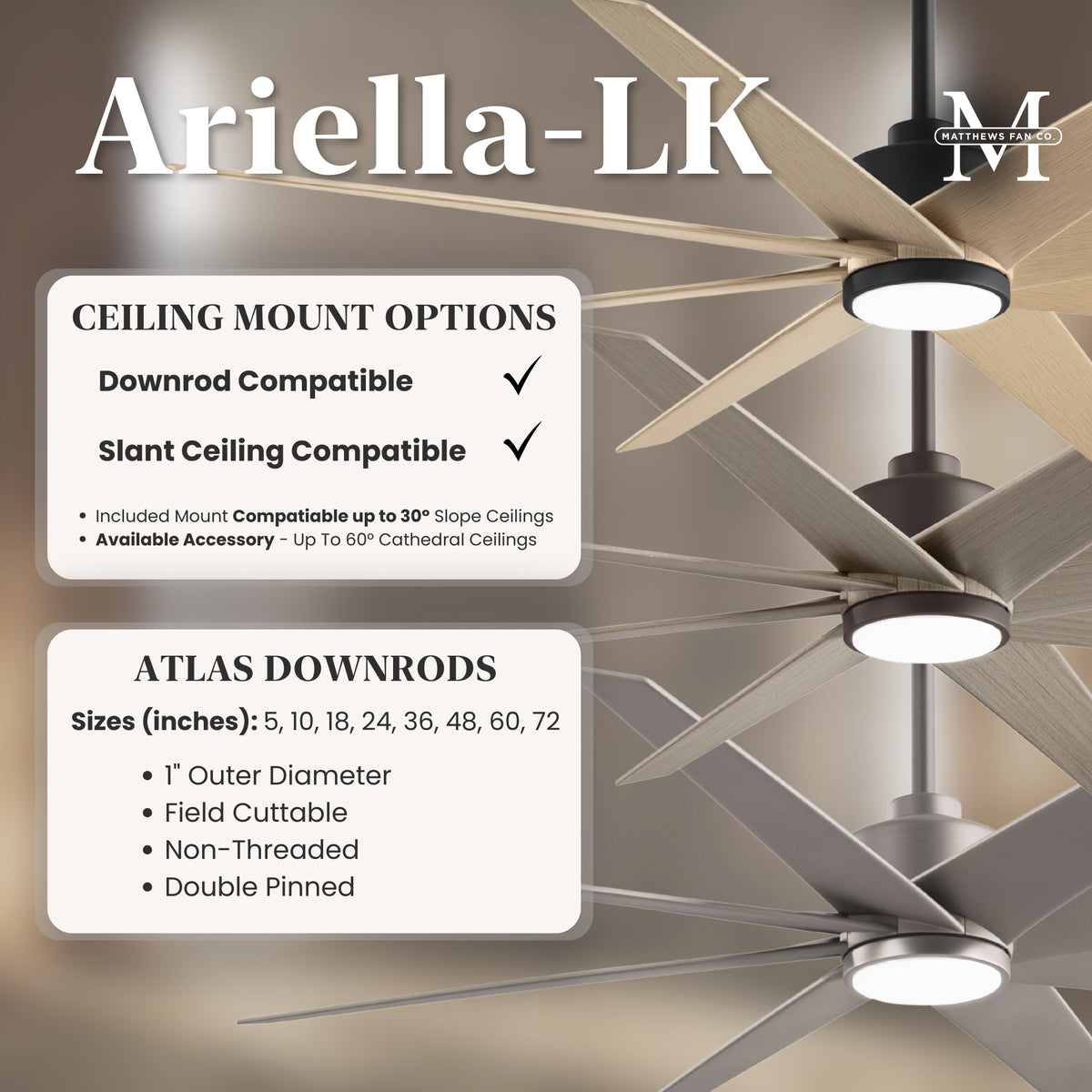 64-inch Ariella 8-Blade Ceiling Fan with LED Light