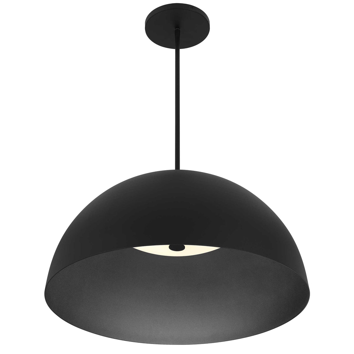 24-Inch Sand Black Half Round Outdoor LED Pendant Light
