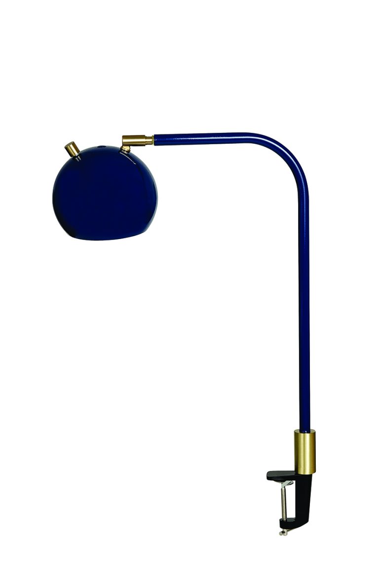 20-inch Aria Navy Blue Satin Brass Clip-on Task Lamp