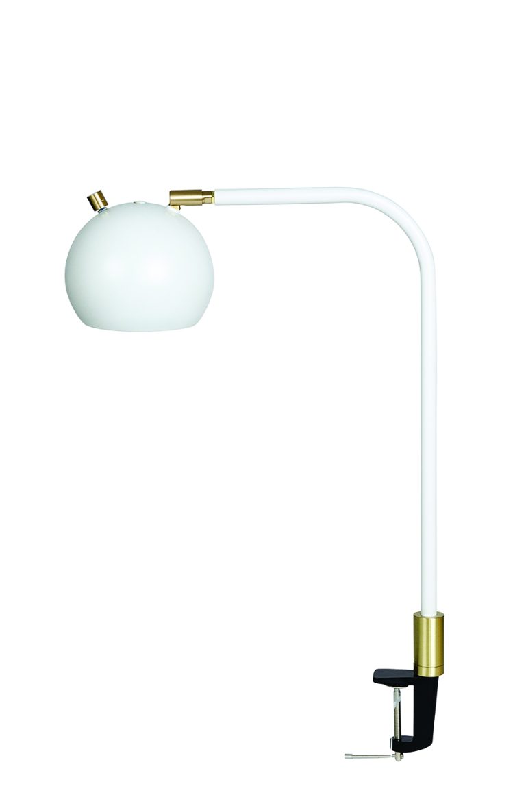 20-inch Aria White Satin Brass Clip-on Task Lamp
