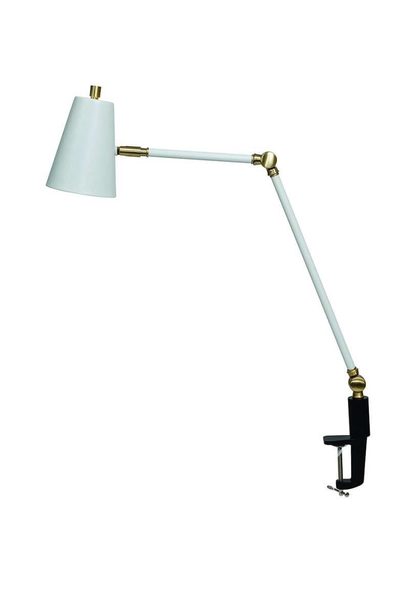 18.5-inch Aria White Satin Brass Clip-on Task Lamp