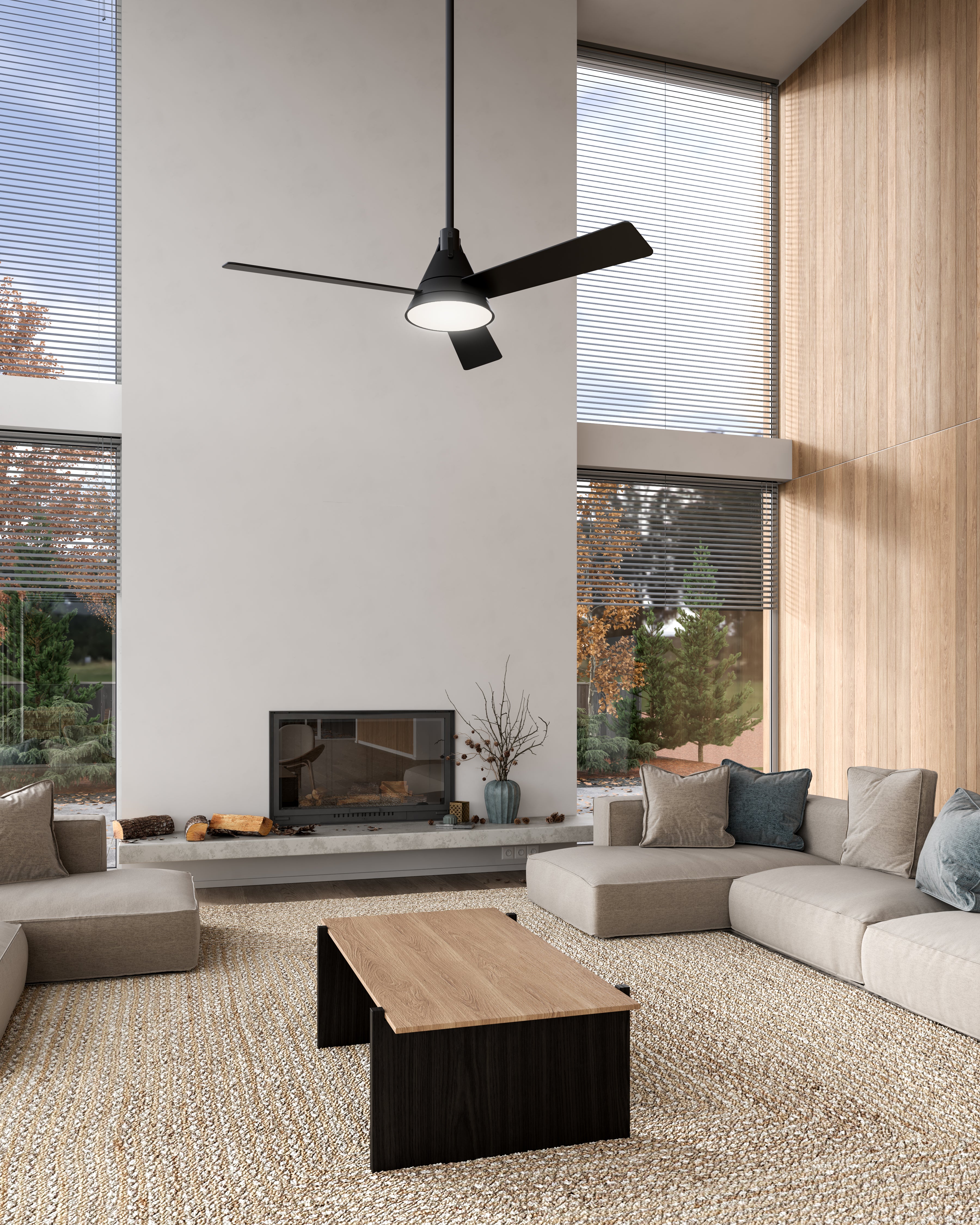 Archer 54-in Matte Black Reversible DC LED Ceiling Fan