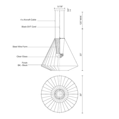 Arctic 20-in Aluminum Outdoor Pendant