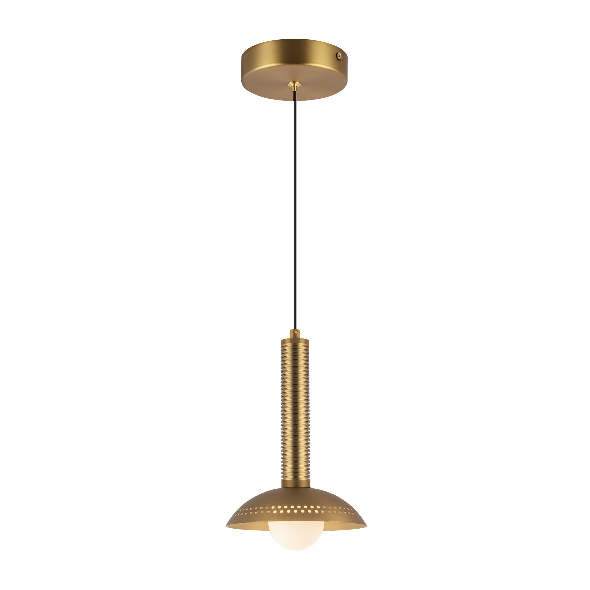 Arden 9-in Opal Glass and Steel Shade LED Pendant