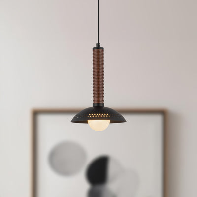 Arden 9-in Opal Glass and Steel Shade LED Pendant