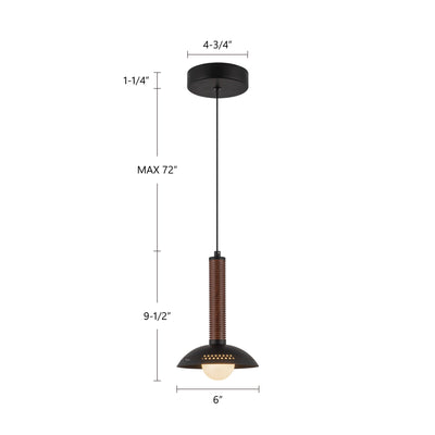 Arden 9-in Opal Glass and Steel Shade LED Pendant