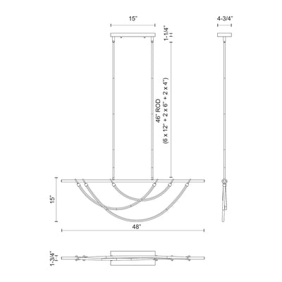 Aryas 48-in Steel Linear Pendant