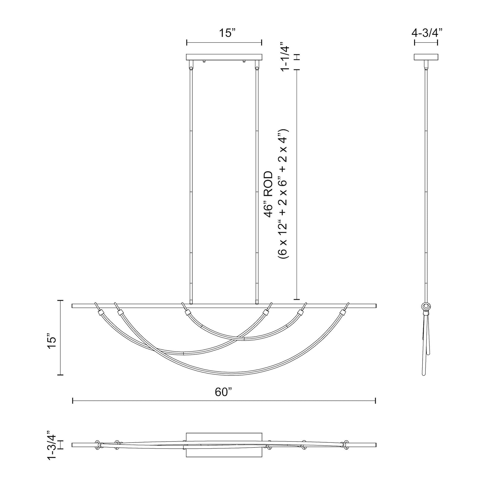 Aryas 60-in Steel Linear Pendant