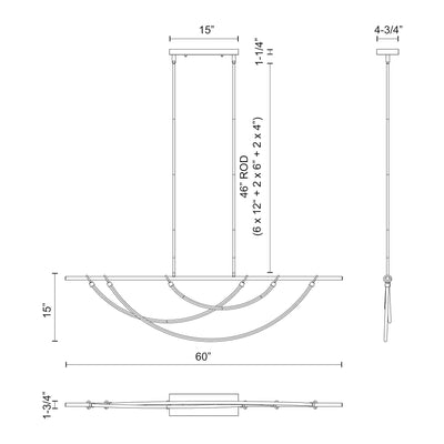 Aryas 60-in Steel Linear Pendant