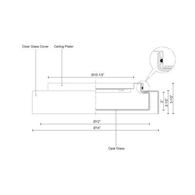 Aston 14-in Steel Flush Mount