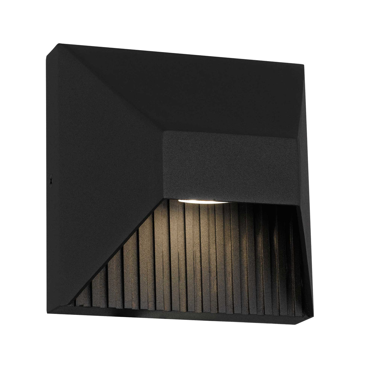 5-Inch Sand Black Ribbed Outdoor LED Wall Sconce