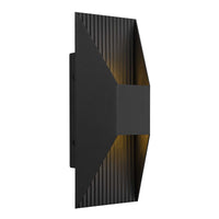 12-Inch Sand Black Ribbed Outdoor LED Wall Sconce