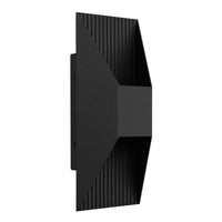 12-Inch Sand Black Ribbed Outdoor LED Wall Sconce