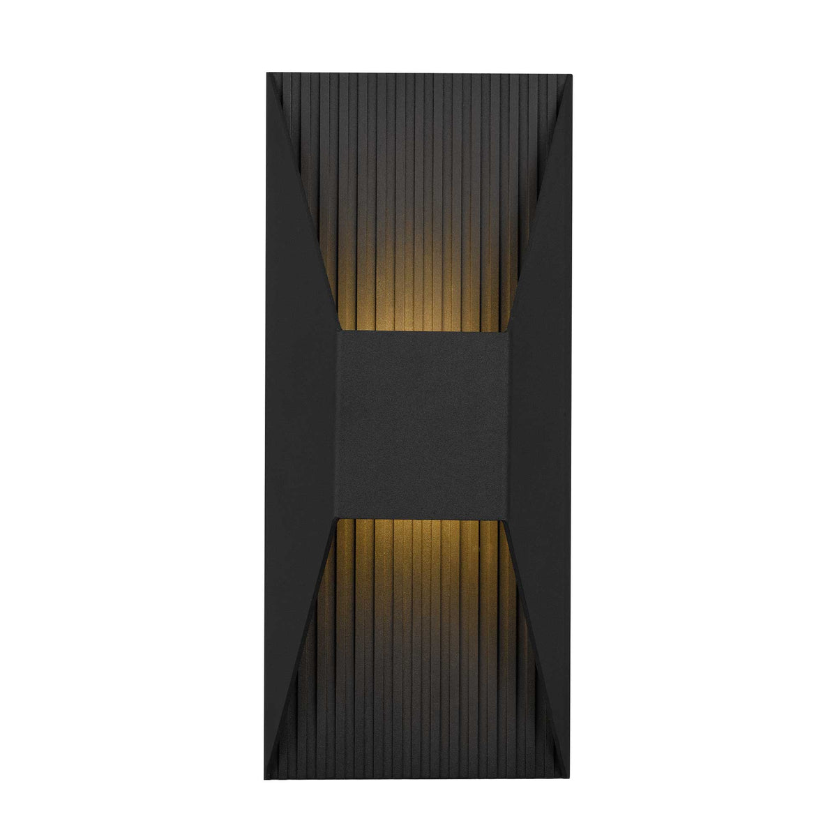 12-Inch Sand Black Ribbed Outdoor LED Wall Sconce