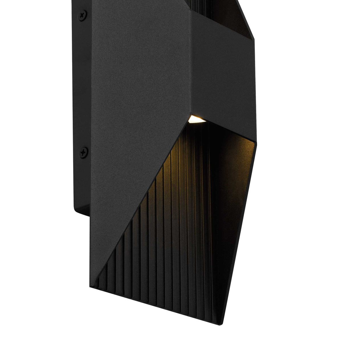 12-Inch Sand Black Ribbed Outdoor LED Wall Sconce