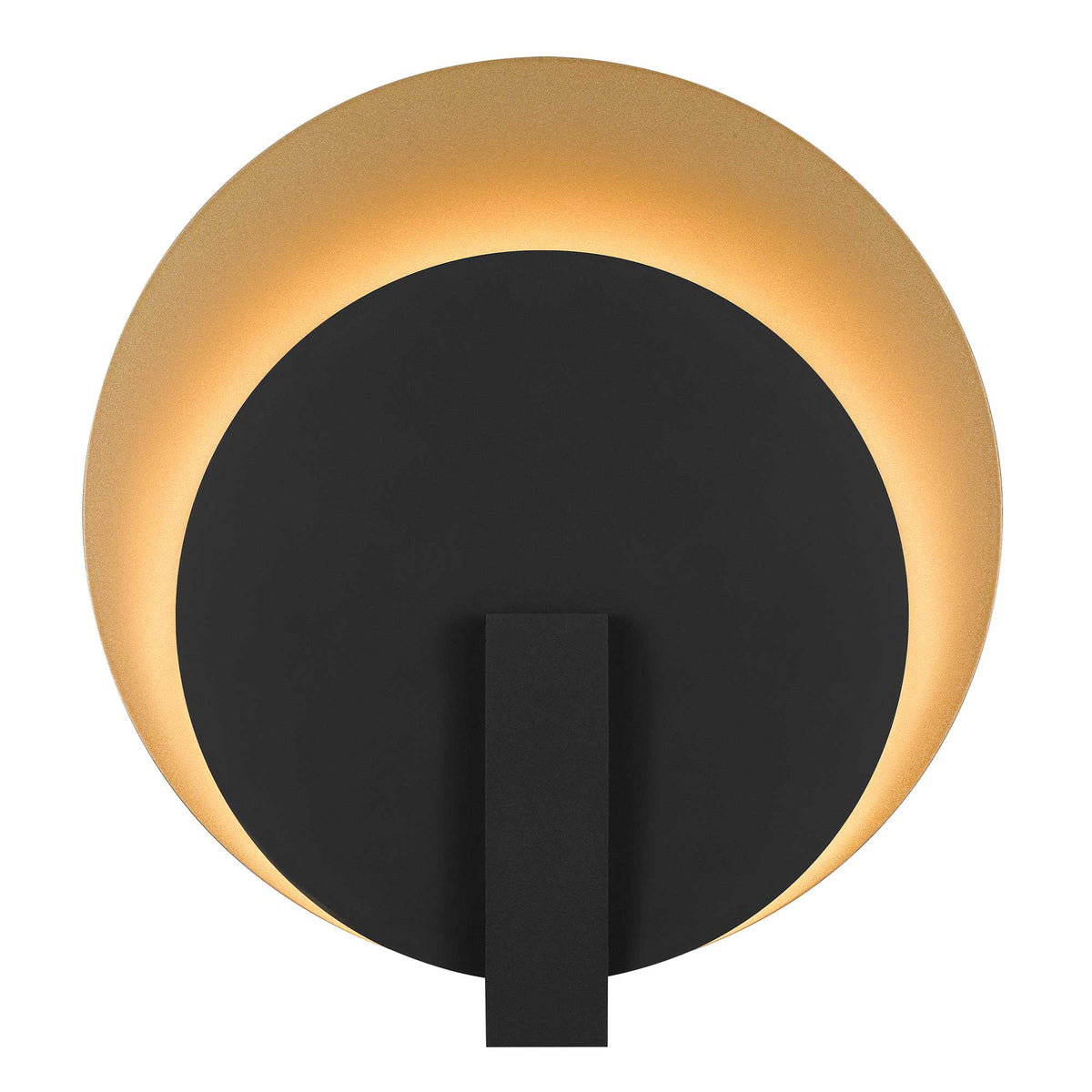 12.75-Inch Sand Black and Painted Brass Eclipse Outdoor LED Wall Sconce
