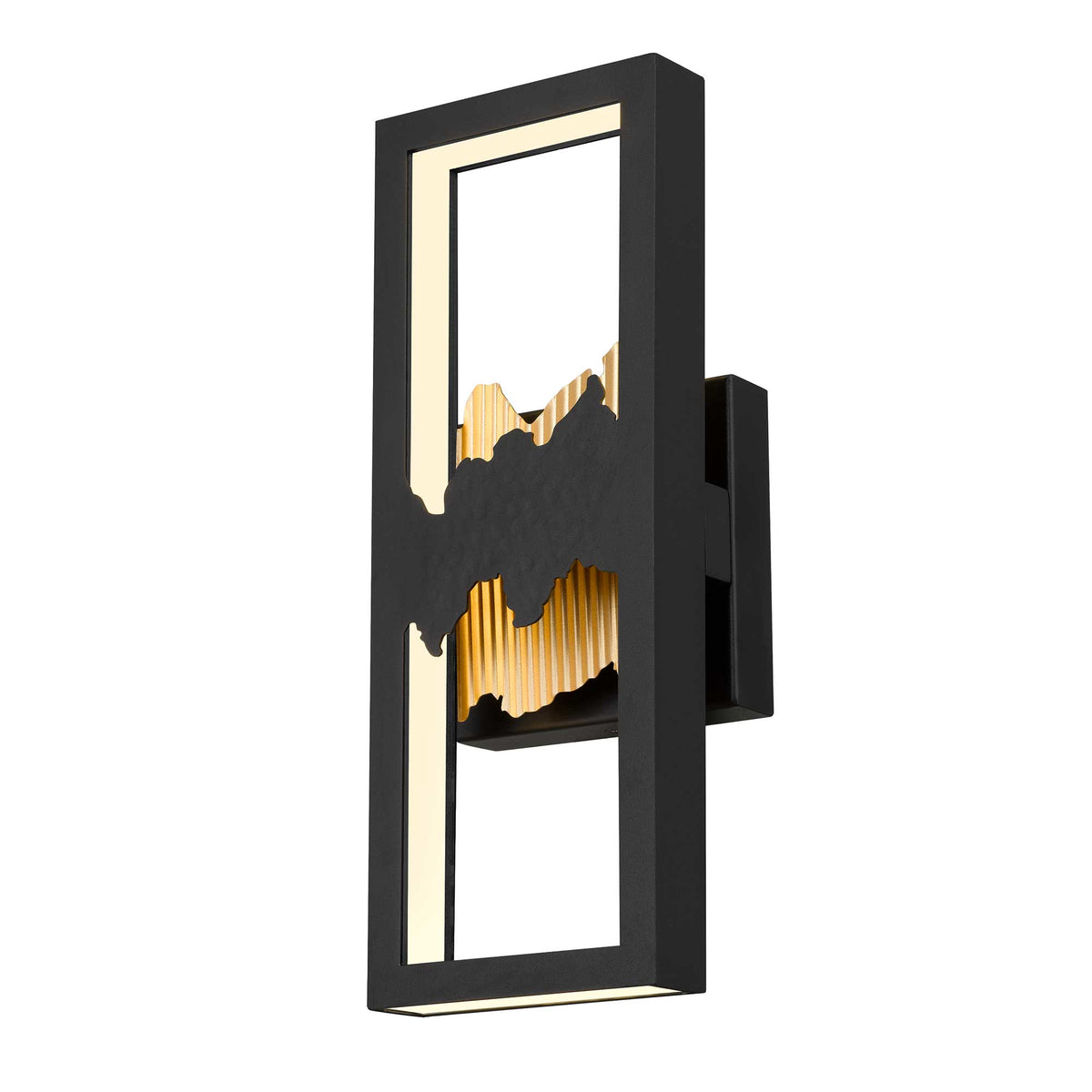 15-Inch Sand Black and Painted Brass Sunrize Outdoor LED Wall Sconce