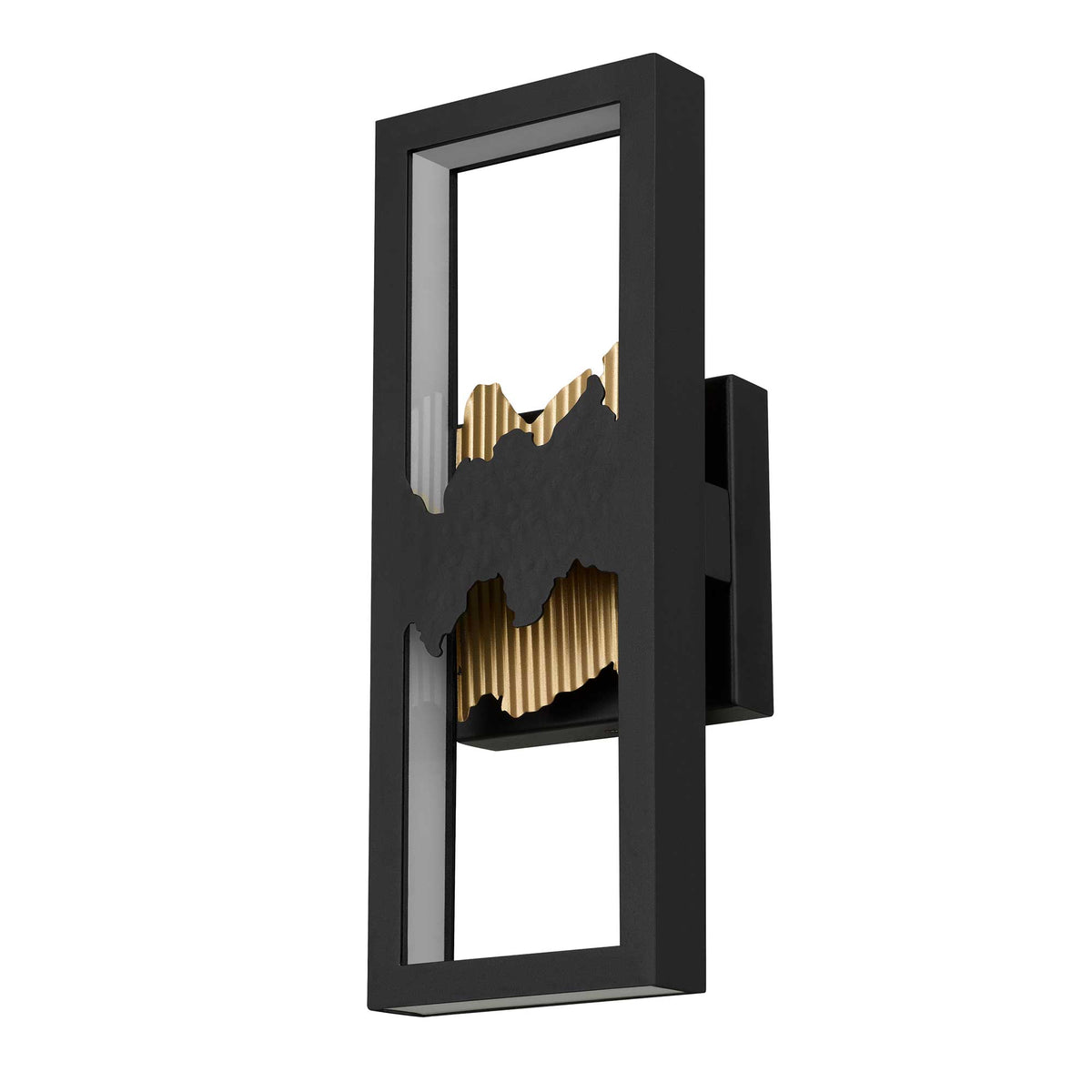 15-Inch Sand Black and Painted Brass Sunrize Outdoor LED Wall Sconce