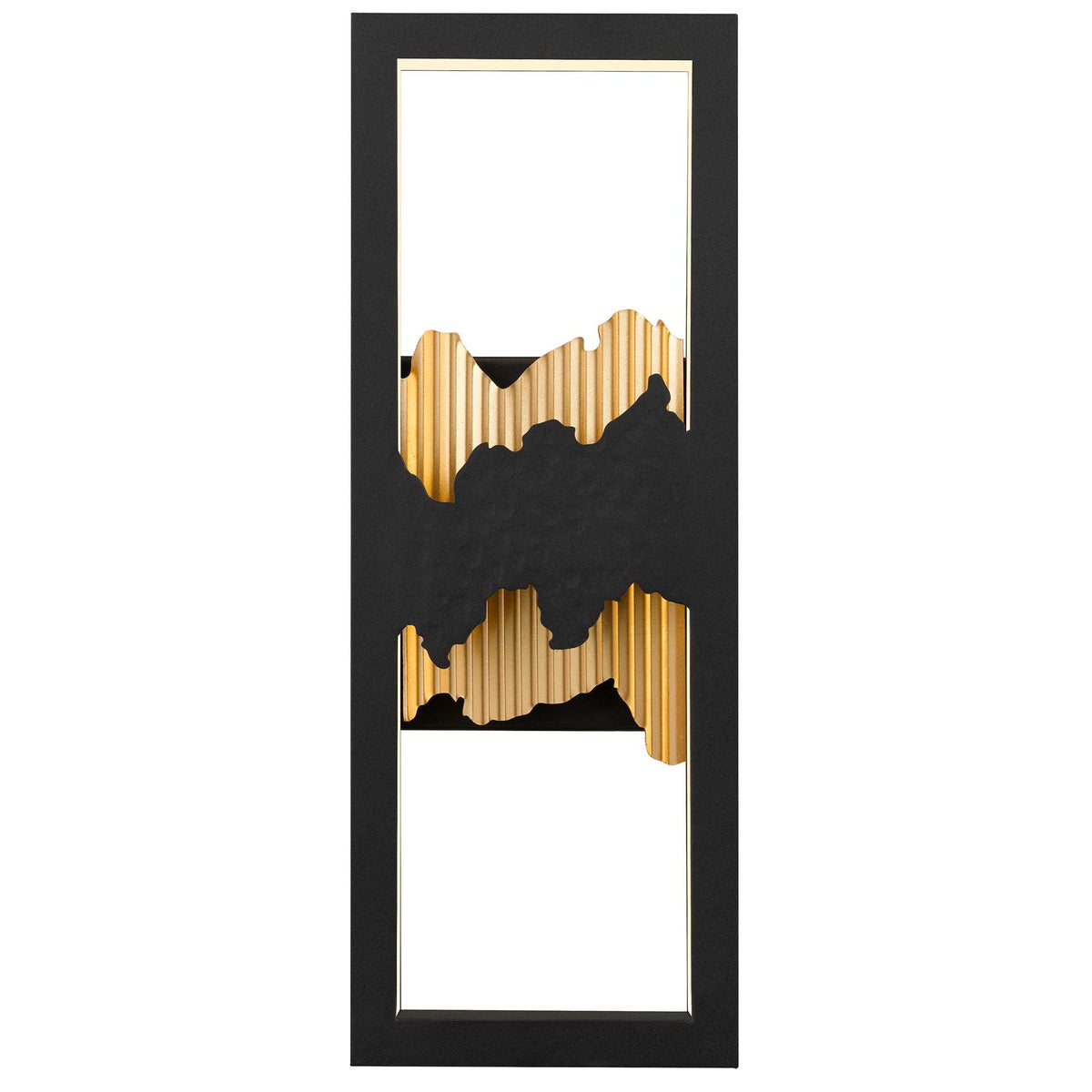15-Inch Sand Black and Painted Brass Sunrize Outdoor LED Wall Sconce
