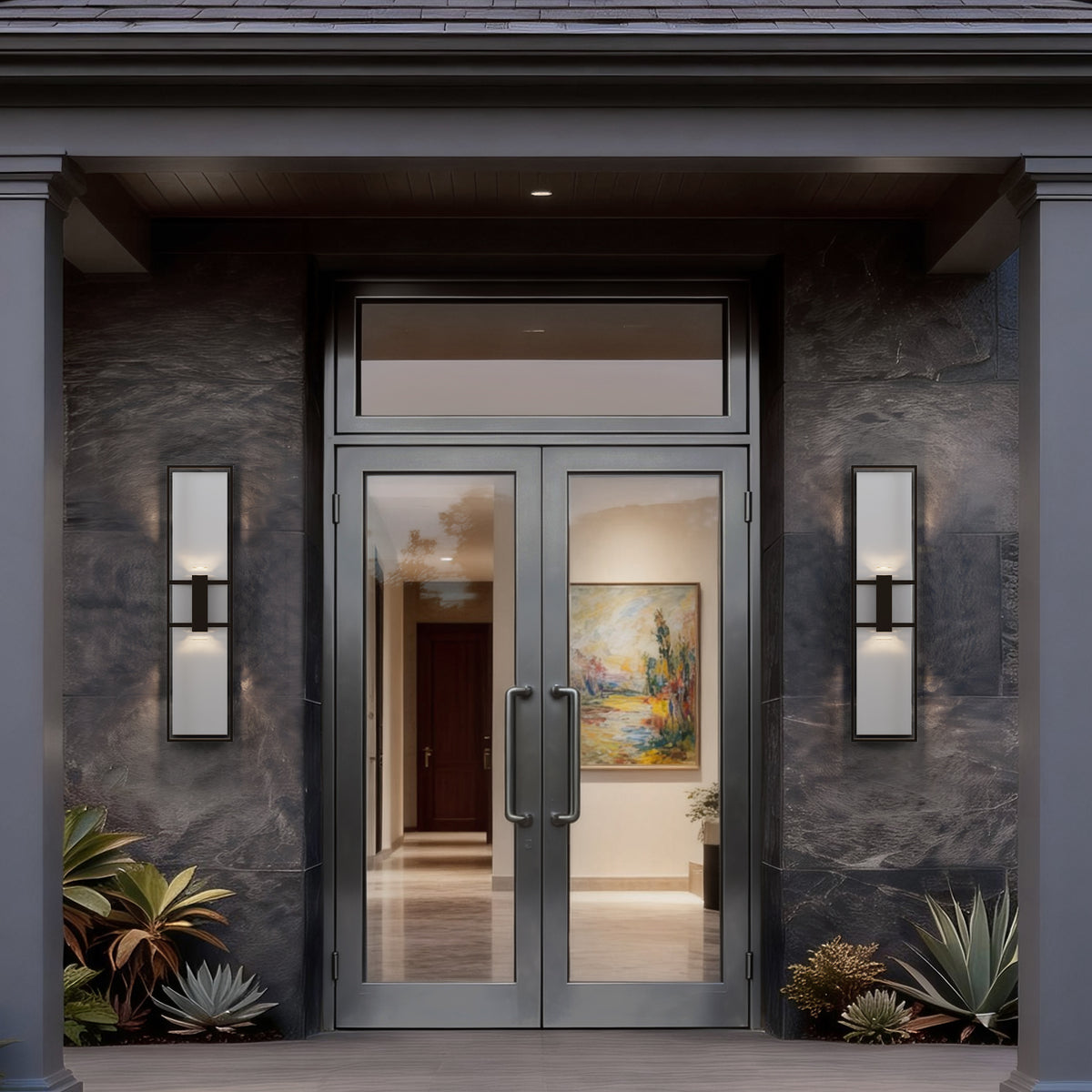 42-Inch Sand Black Mars Outdoor LED Wall Sconce