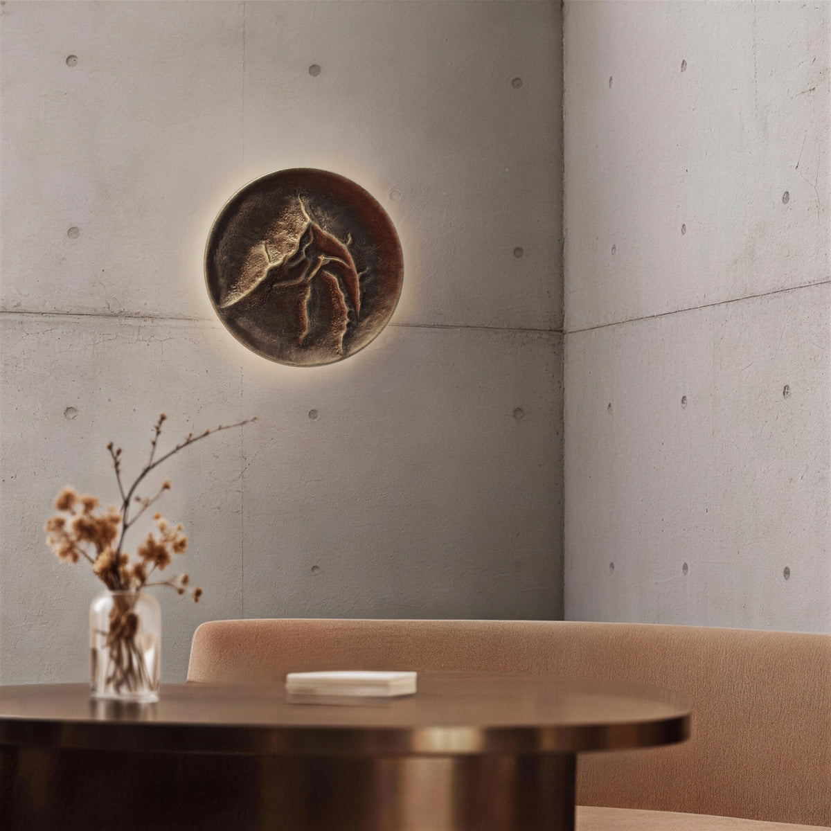 16-Inch Painted Patina Bronze Moon Outdoor LED Wall Sconce