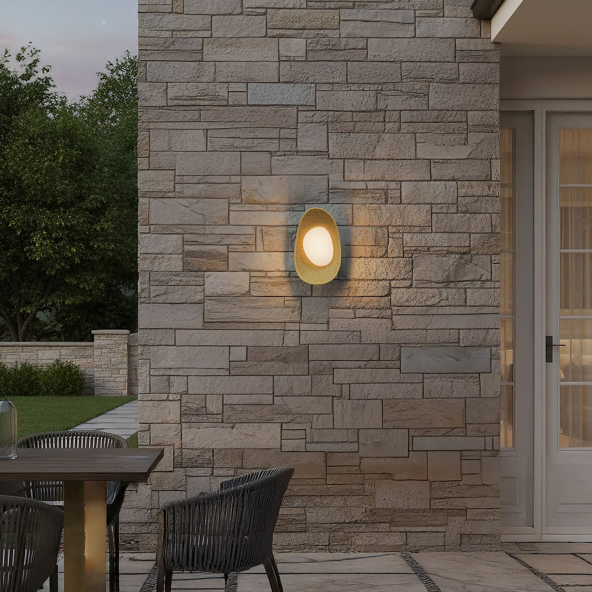 13.5-Inch Painted Antique Brass Organic Outdoor LED Wall Sconce
