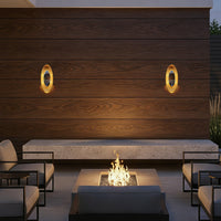 22-Inch Painted Antique Brass Oval Outdoor LED Wall Sconce