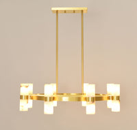 Luella 16 Light Brass Chandelier with Alabaster Shades
