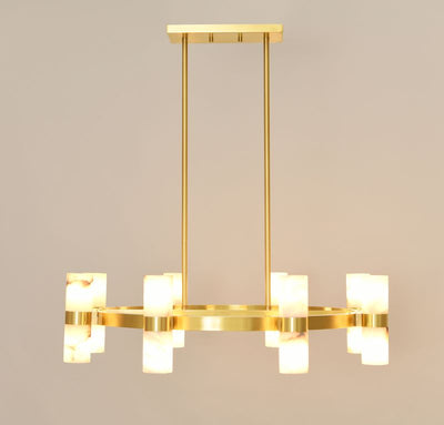 Luella 16 Light Brass Chandelier with Alabaster Shades