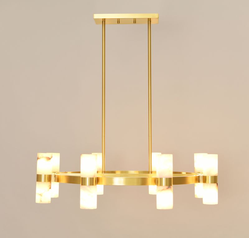 Luella 16 Light Brass Chandelier with Alabaster Shades