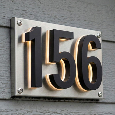 Personalized Stainless Steel Address Numbers – Lighted Home Sign with Modern Design