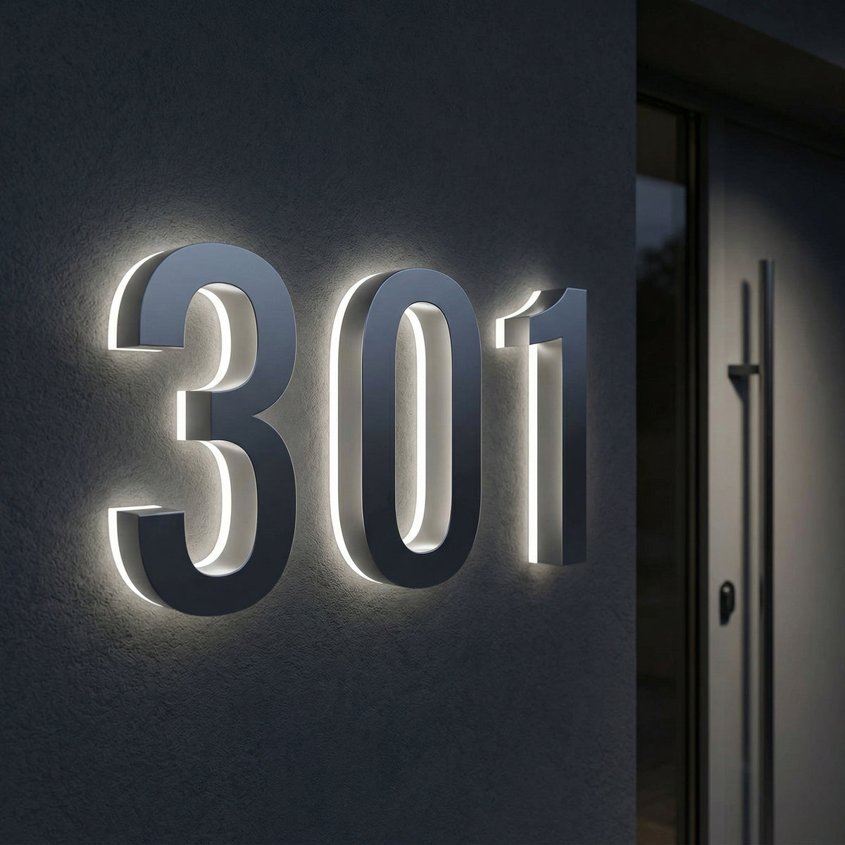 7 inch backlit house numbers - 5000k ABS Polymer - Waterproof