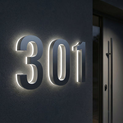 7 inch backlit house numbers - 5000k ABS Polymer - Waterproof