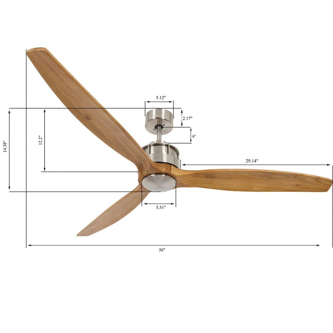 Akmani 60 Inch Chrome Fan with 0 Lights and Remote