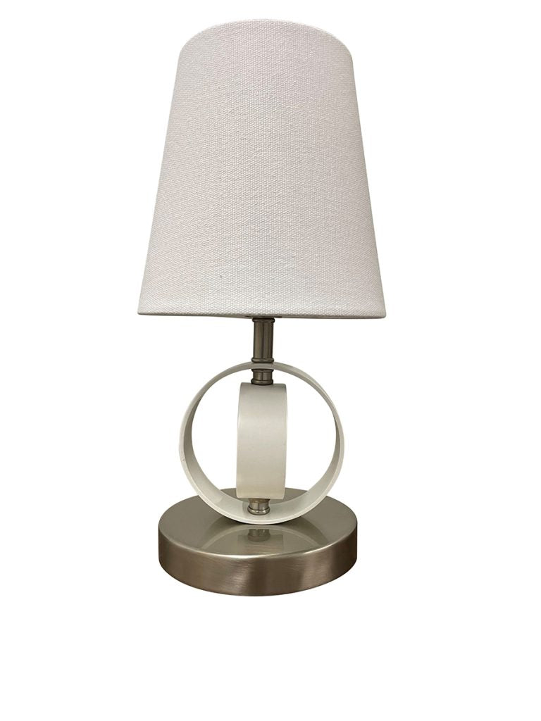 12.5-inch Bryson Satin Nickel White Accent Table Lamp