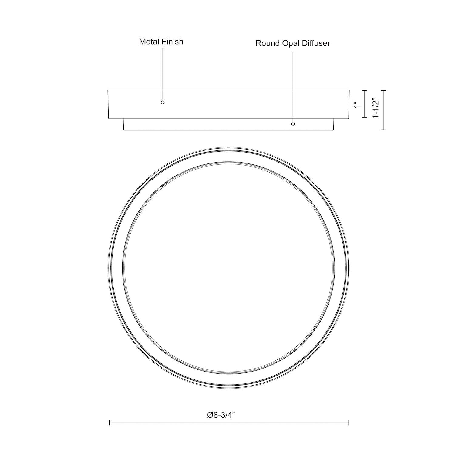 Bailey 8-in Aluminum Outdoor Flush Mount