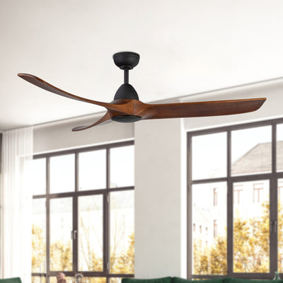 Baylor 60-in Matte Black and Dark Walnut Reversible DC Ceiling Fan